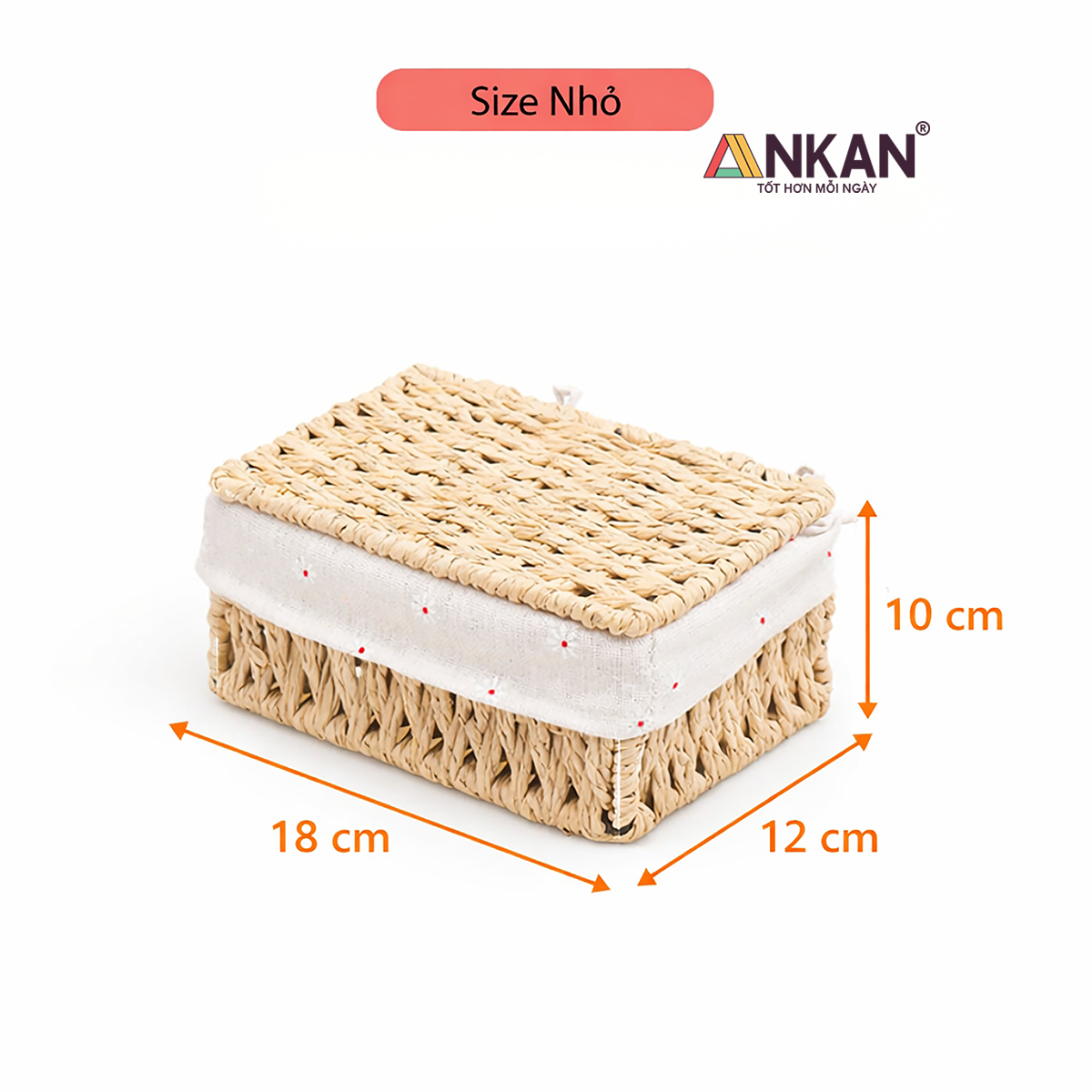 Giỏ Đựng Mỹ Phẩm Có Nắp ANKAN Dùng Để Bàn, Đựng Đồ Mini, Sắp Xếp Đồ Đạc Gọn Gàng, Ngăn Nắp