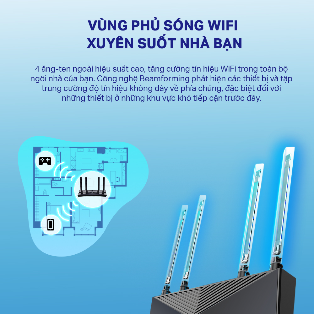 Bộ Phát Wifi TP-Link Archer AX53 Chuẩn Wifi 6 Tốc Độ 3000Mbps - Hàng Chính Hãng