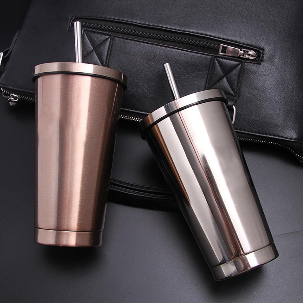 2x Smoothie Tumbler with Straw - Juice &amp; Iced Coffee Stainless Travel Hiking