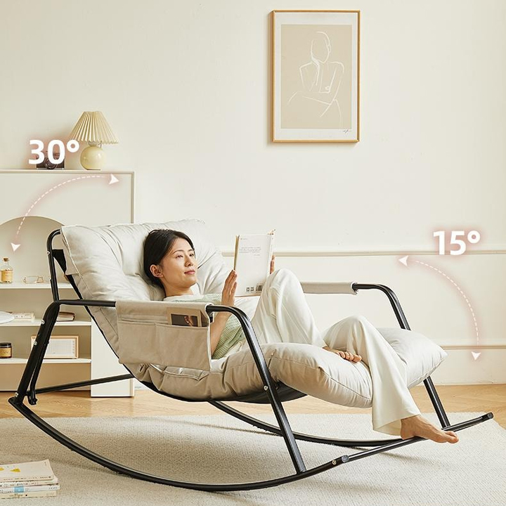 Ghế Bập Bênh Đôi Có Gác Chân, Ghế Sofa Lười Thứ Giãn, Sofa Lười Khung Thép Đệm Cao Cấp Decor Phòng Ngủ, Phòng Khách.