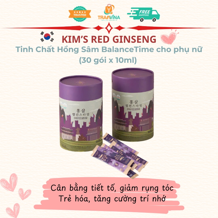 Tinh Chất Hồng Sâm Kim's Red Ginseng BalanceTime cho phụ nữ (30 gói x 10ml) 