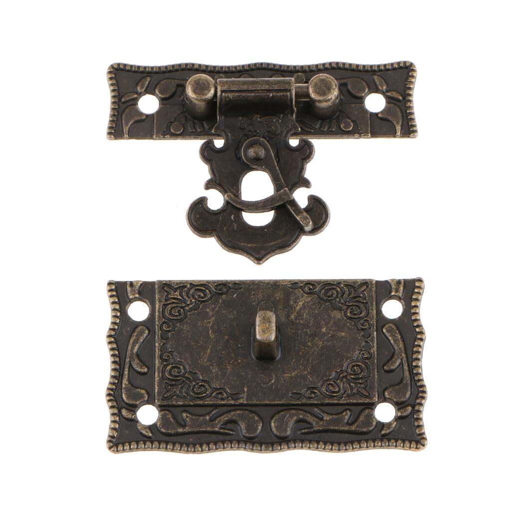 2xAntique Bronze Jewelry Wooden Box Latch Lock Decorative Hasp Lock Buckle Pin