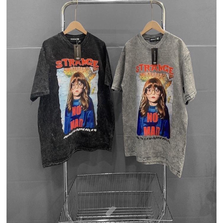 Áo thun tay lỡ Wash Strange, áo thun cotton unisex