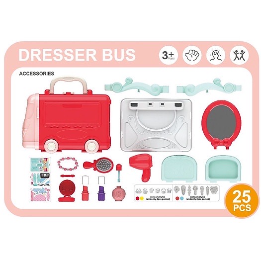 Bộ đồ chơi hướng nghiệp nhập vai Bowa 8078 - Xe buýt trang điểm 25 chi tiết