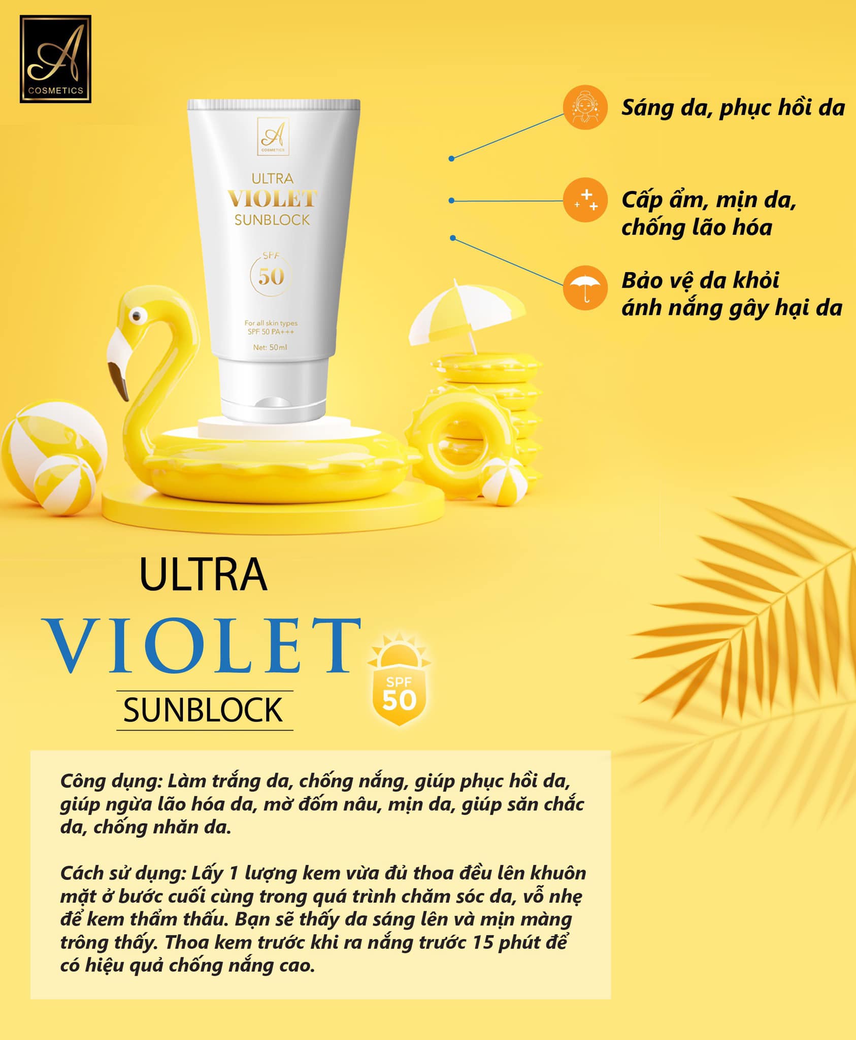 [Chính Hãng] kem chống nắng A cosmetic ultra violet sunblock mỹ phẩm Phương Anh