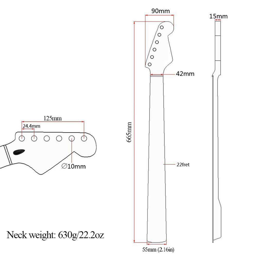 22 Fret Electric Guitar Neck Maple Guitar Neck Fingerboard Compatible for ST Electric Guitar ELEN