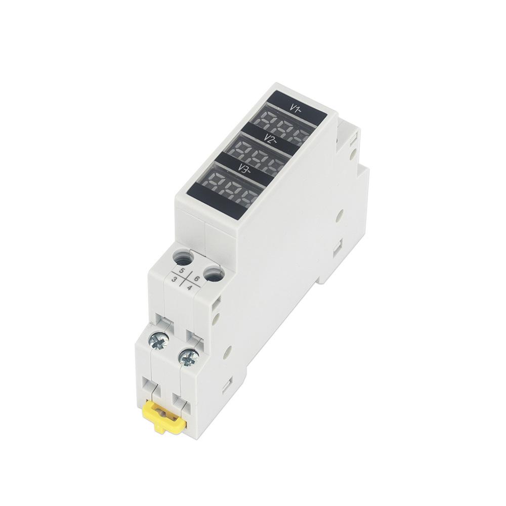 80~500V Three Phase Voltage Meter Modular Voltmeter Gauge 3 LED Digital Display Home Household Voltage Meter