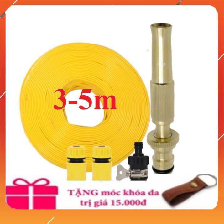 ️Evoucher Bộ dây vòi xịt nước rửa xe, tưới cây , tăng áp 3 lần, loại 3m, 5m 206587 cút sập,nối nhựa đen+ móc khoá