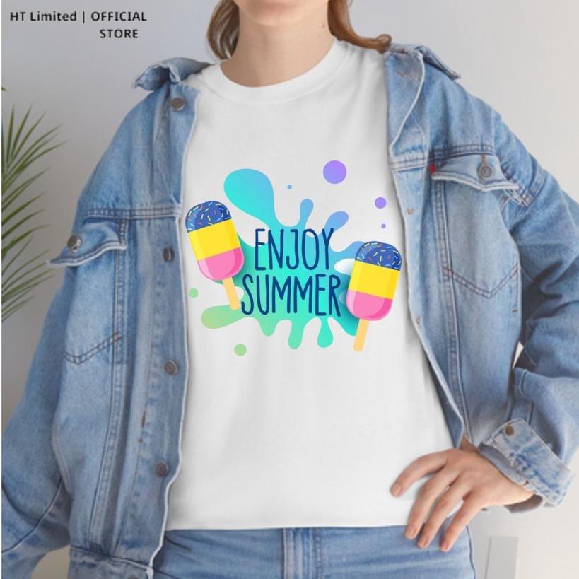 Áo thun thiết kế Unisex họa tiết enjoy summer local brand, Cotton Cao Cấp 100%