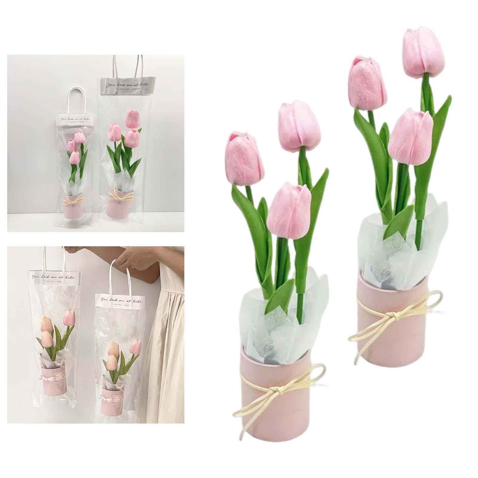 Artificial Tulips Flowers Bouquet DIY Material Package Centerpiece  Simulation for Indoor Farmhouse Kitchen Occasions Garden