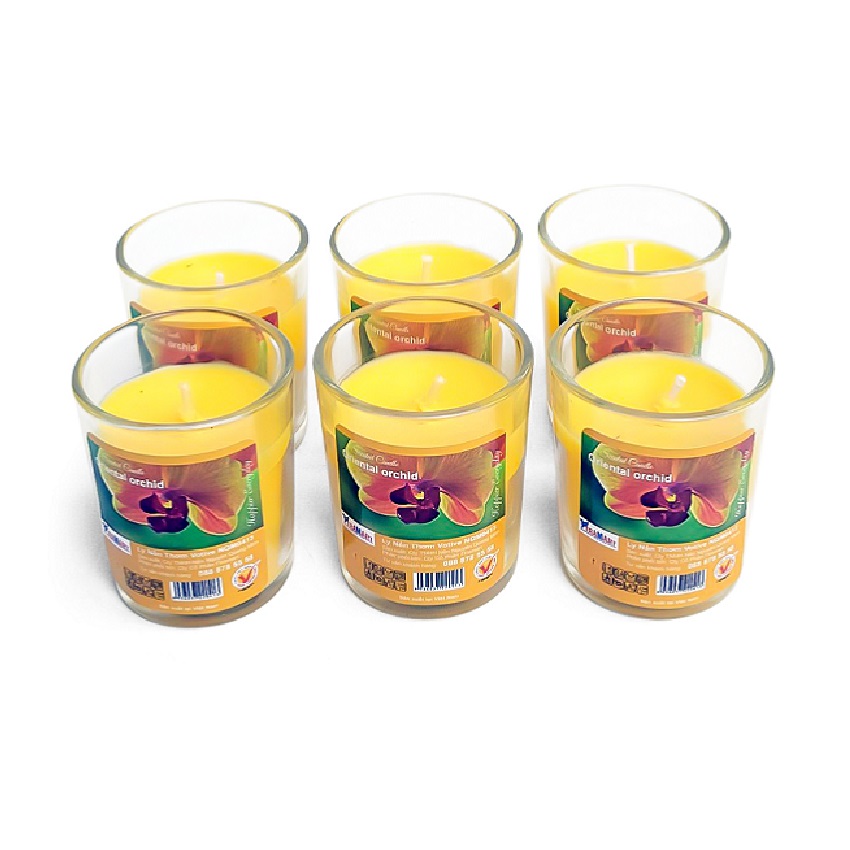 Hộp 6 ly nến thơm votive Miss Candle FTRAMART NQM0413 Oriental Orchid (Hương hoa lan)