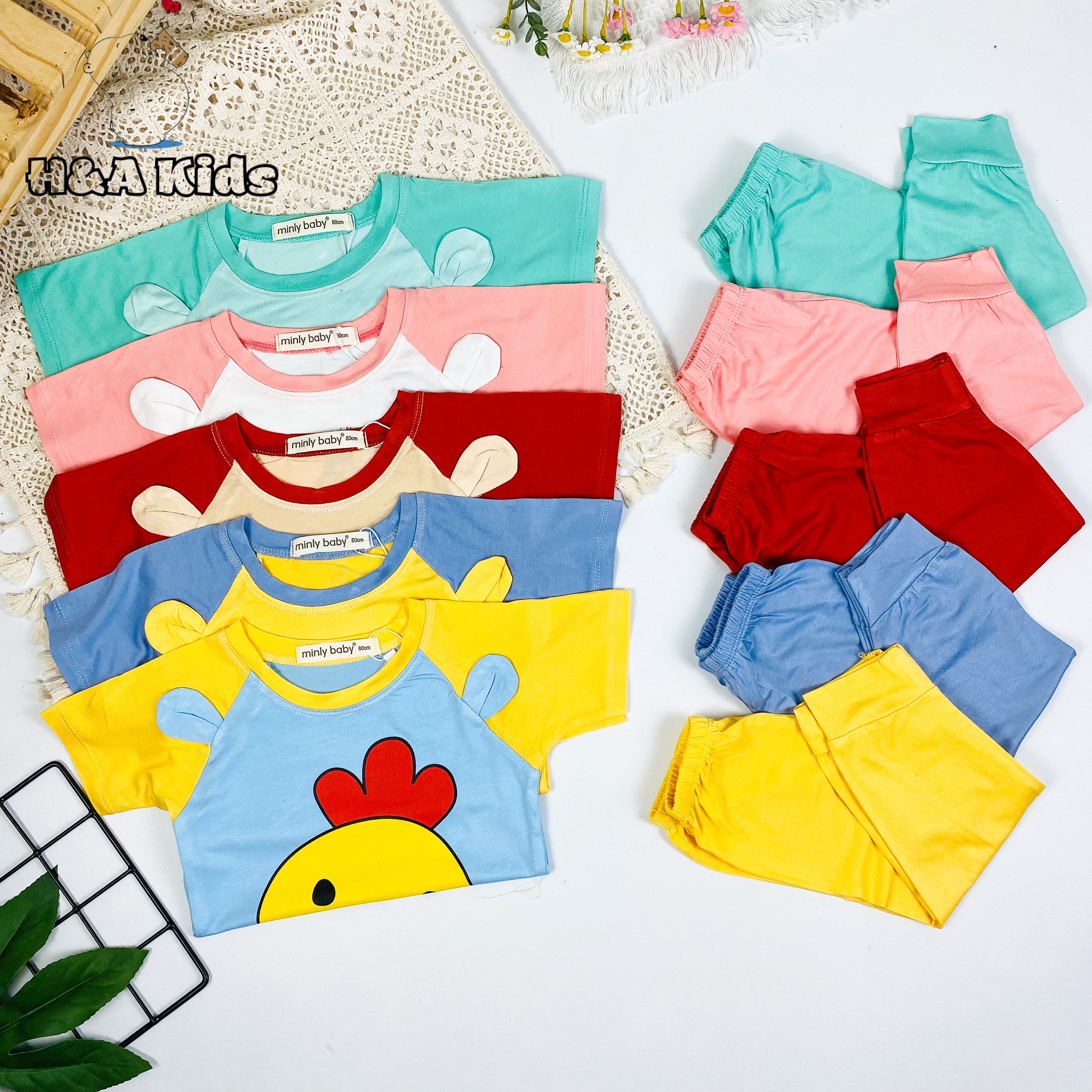 Bộ dài Minly bé trai in hình thú