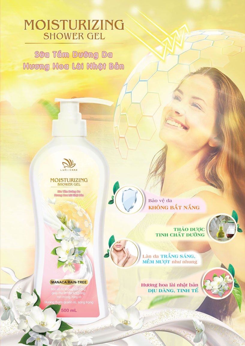 Sữa Tắm Dưỡng Thể Hương Hoa Lài Nhật Bản Moisturizing Shower Gel Thiên Nhiên Giảm Bắt Nắng An Toàn Dịu Mát Cho Da