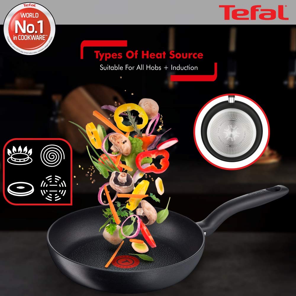 Chảo Chống Dính TEFAL G28904 HARD TITANIUM PRO Pfanne, Nhập Khẩu Đức, Phủ Titanium Excellence Bền Gấp 6 Lần Chảo Thường, Đường Kính 24Cm, Sâu 5.5 Cm - Hàng Nhập Khẩu