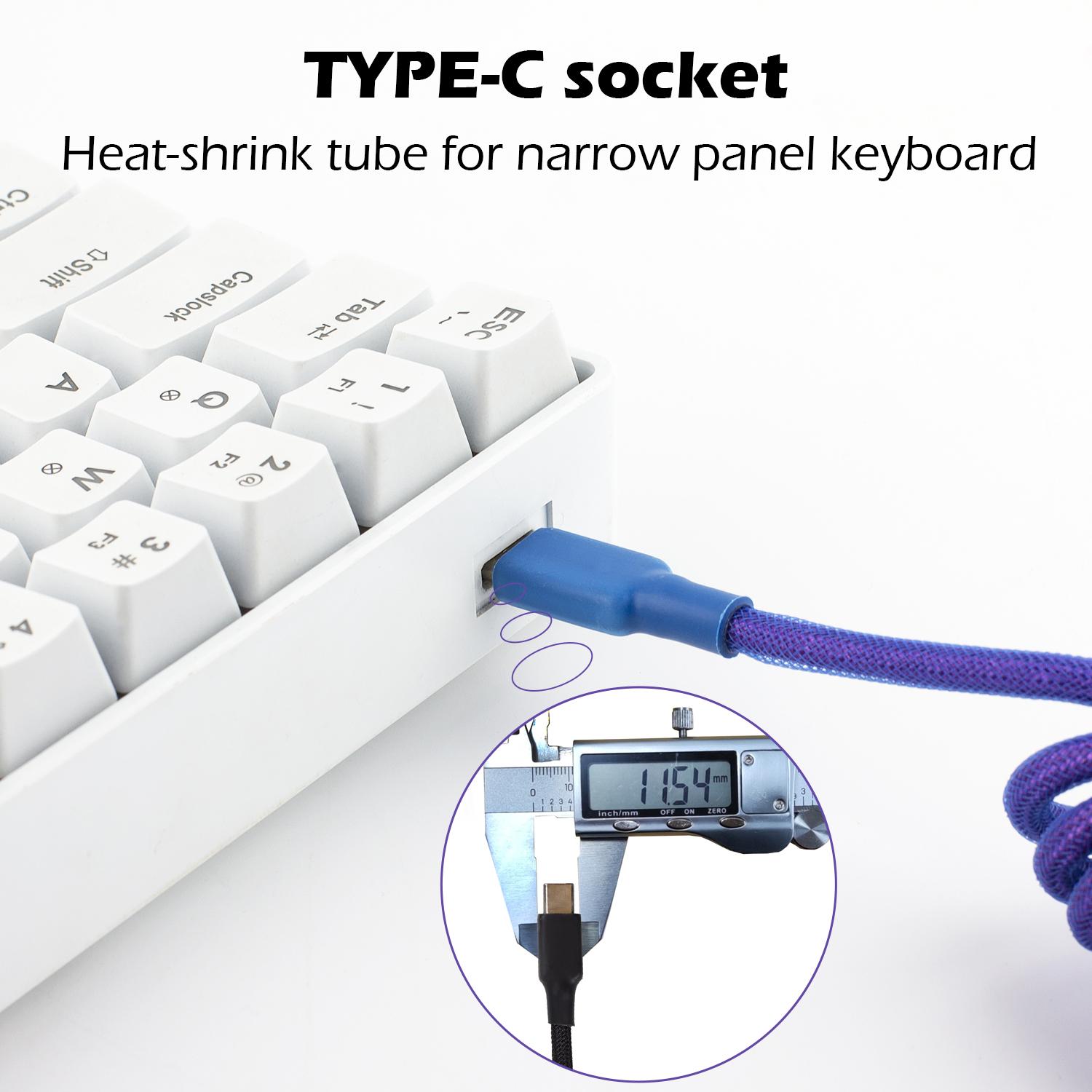 Dropshipping Coile 1.8m Loại C USB Cáp GX16 cho bàn phím cơ khí kết nối Aviator Connector Paracord với tay áo đôi