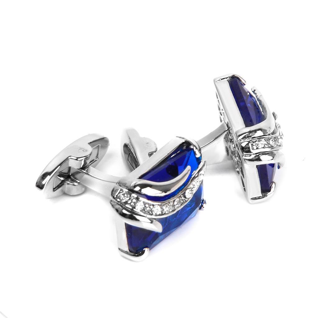 3-4pack Men's Rectangle Blue Crystal Cufflinks Shirt Cuff Links Wedding Party