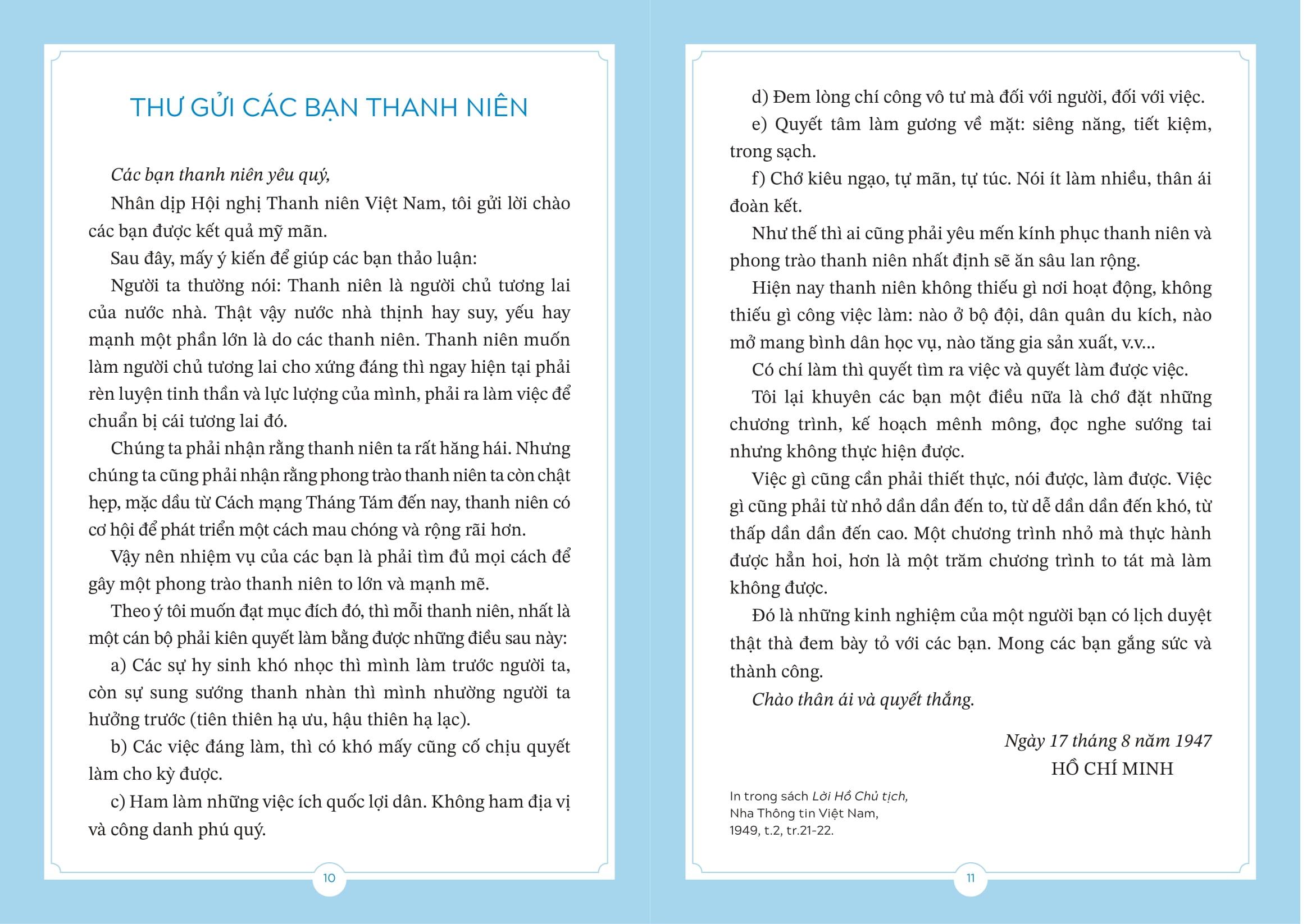 Sách - Thư Bác Hồ Gửi Thanh Niên