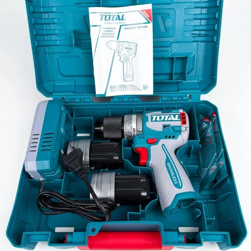 MÁY KHOAN BÚA KHÔNG CHỔI THAN DÙNG PIN 16V 60NM TOTAL TIDLI16682 - HÀNG CHÍNH HÃNG