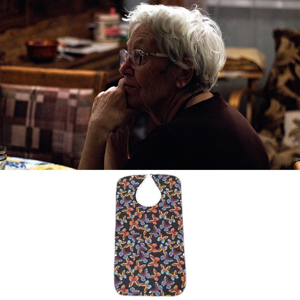 Mealtime Waterproof PVC Printing Cotton Adjustable Bib Crumb Adults Black