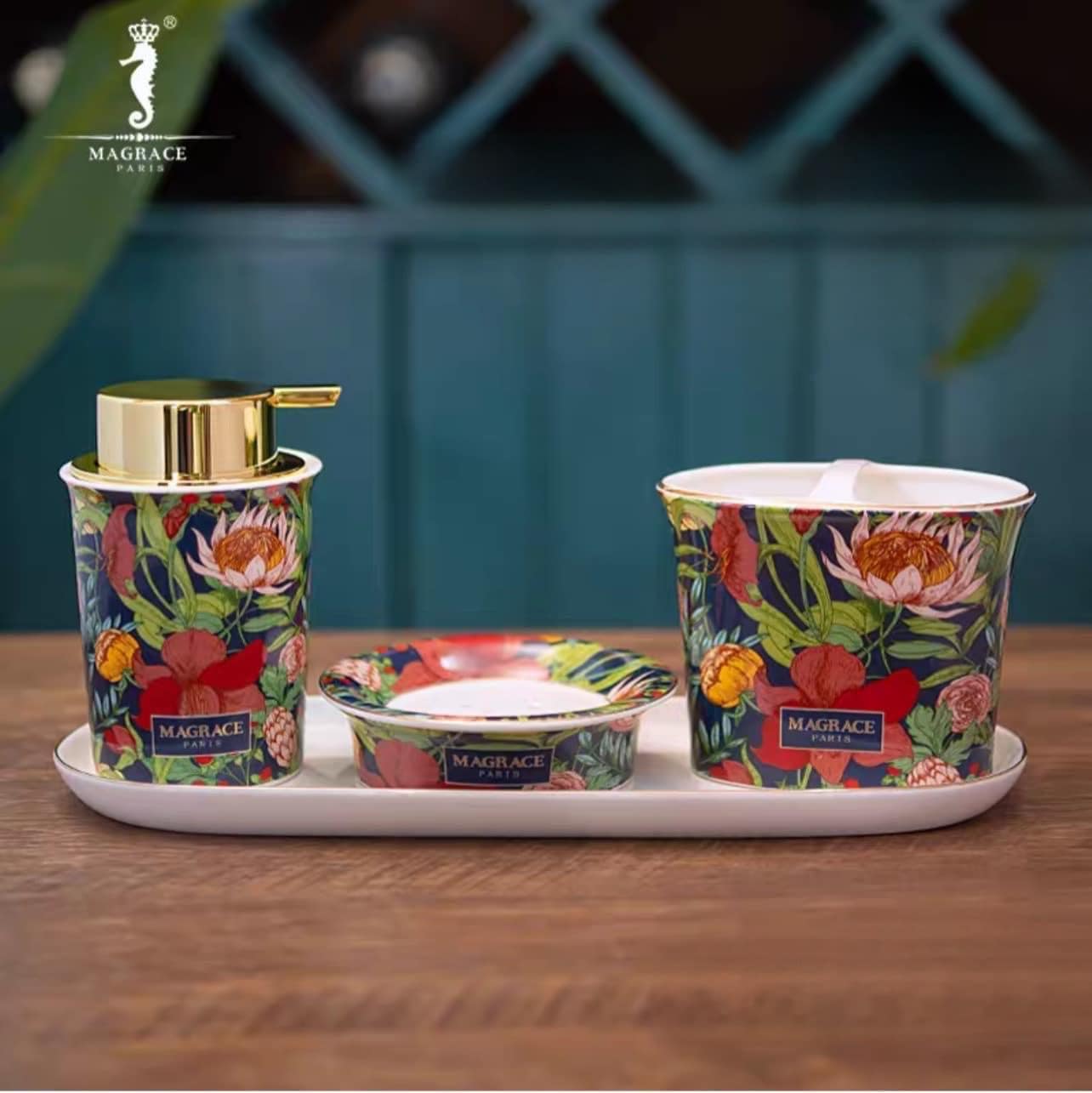 Set 4 món dụng cụ nhà tắm Magrace Paris Hàng chính hãng