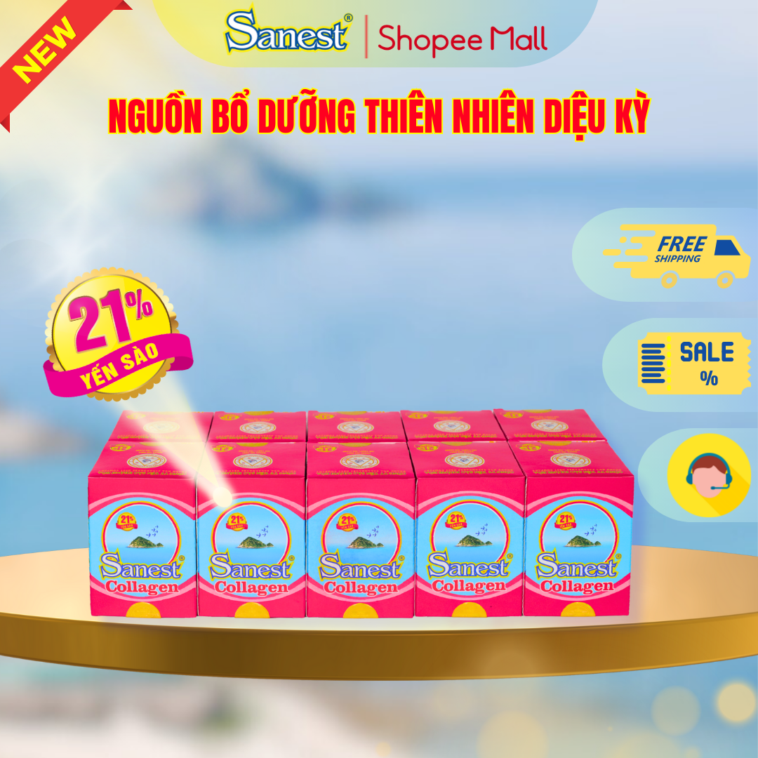 NEW [ Combo 10 lọ] Nước Yến sào Khánh Hòa Sanest 21% - Collagen