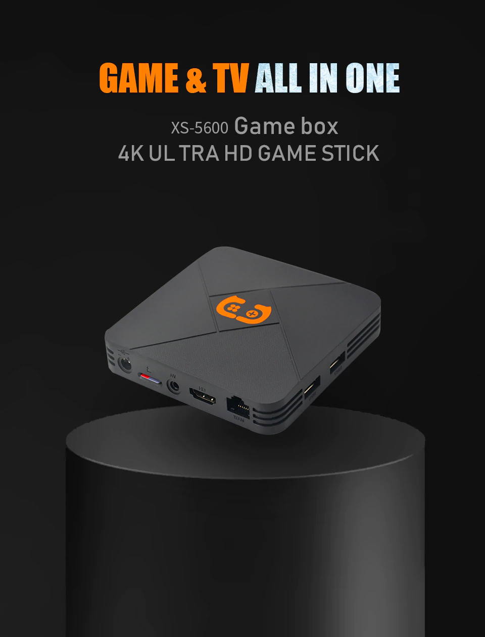 Máy chơi game điện tử 4 nút hdmi tích hợp Tivi Box hỗ trợ tải game lưu game xem TV miễn phí với 5600 games tay cầm joystick Hỗ trợ phân giải lên 4k HDR Hỗ trợ kết nối thẻ nhớ