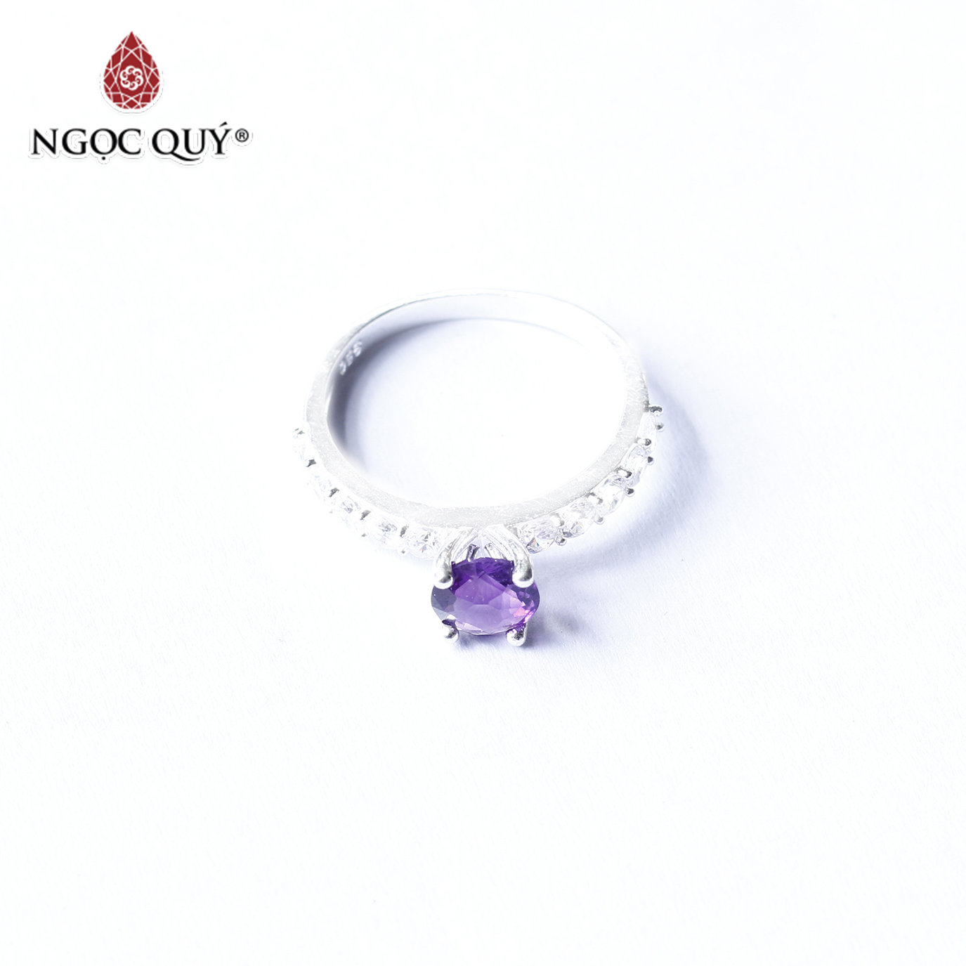 Nhẫn bạc nữ đá thiên nhiên - Ngọc Quý Gemstones - Thạch anh tím - Ni 17