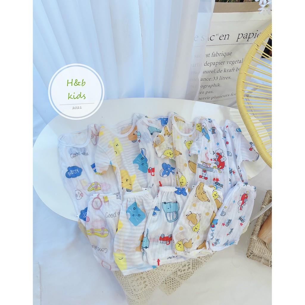 Bộ Cotton Giấy Cộc Tay Cho Bé từ 3-15kg