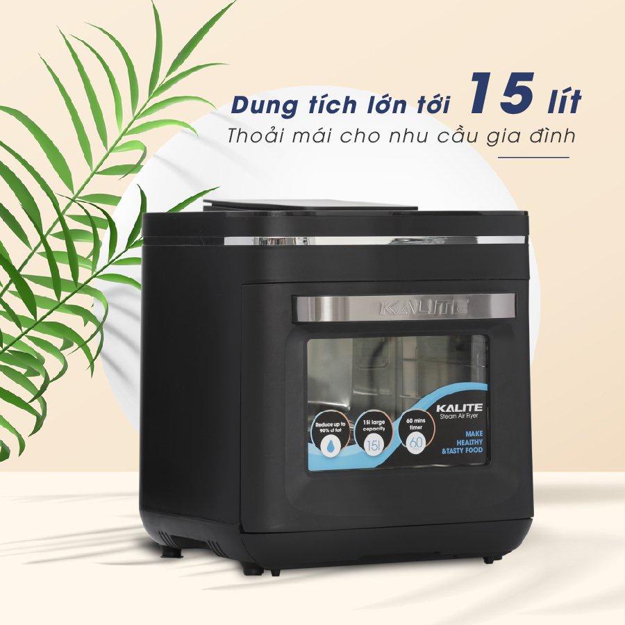 Nồi chiên hơi nước Kalite Steam X 15L, chiên không dầu nướng gà nguyên con 1635W, Hàng chính hãng