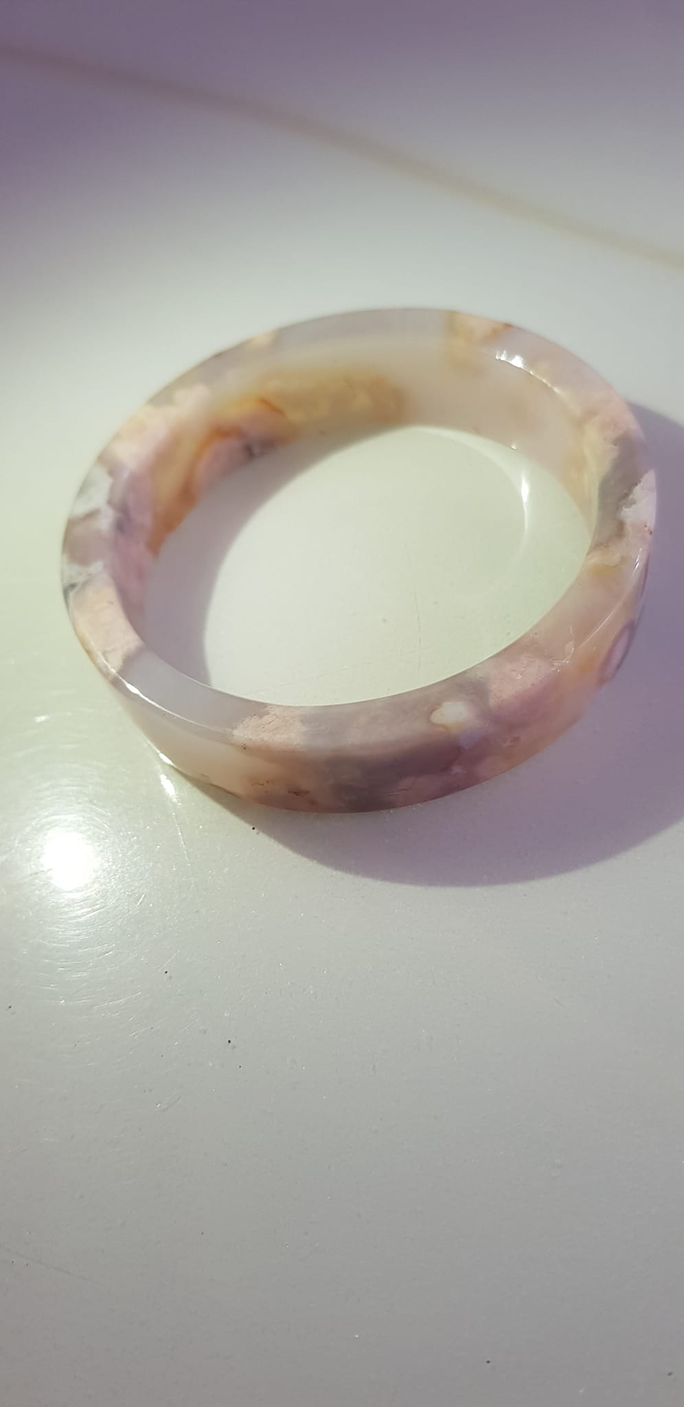 Vòng tay Nữ Mã Não Bản Vuông bông rau câu Ni 50mm x cao 13mm x dầy 5mm Nữ 45kg - 50kg đeo đẹp xinh tay lắm ạ