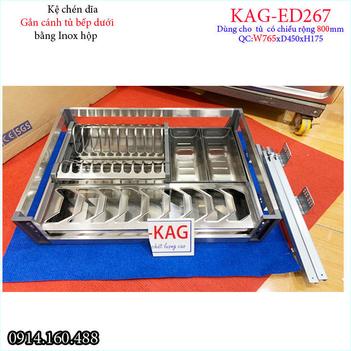 Kệ chén bát âm tủ bếp, Kệ đa năng ray kéo tủ bếp dưới inox hộp 60cm-70cm-75cm-80cm-90cm