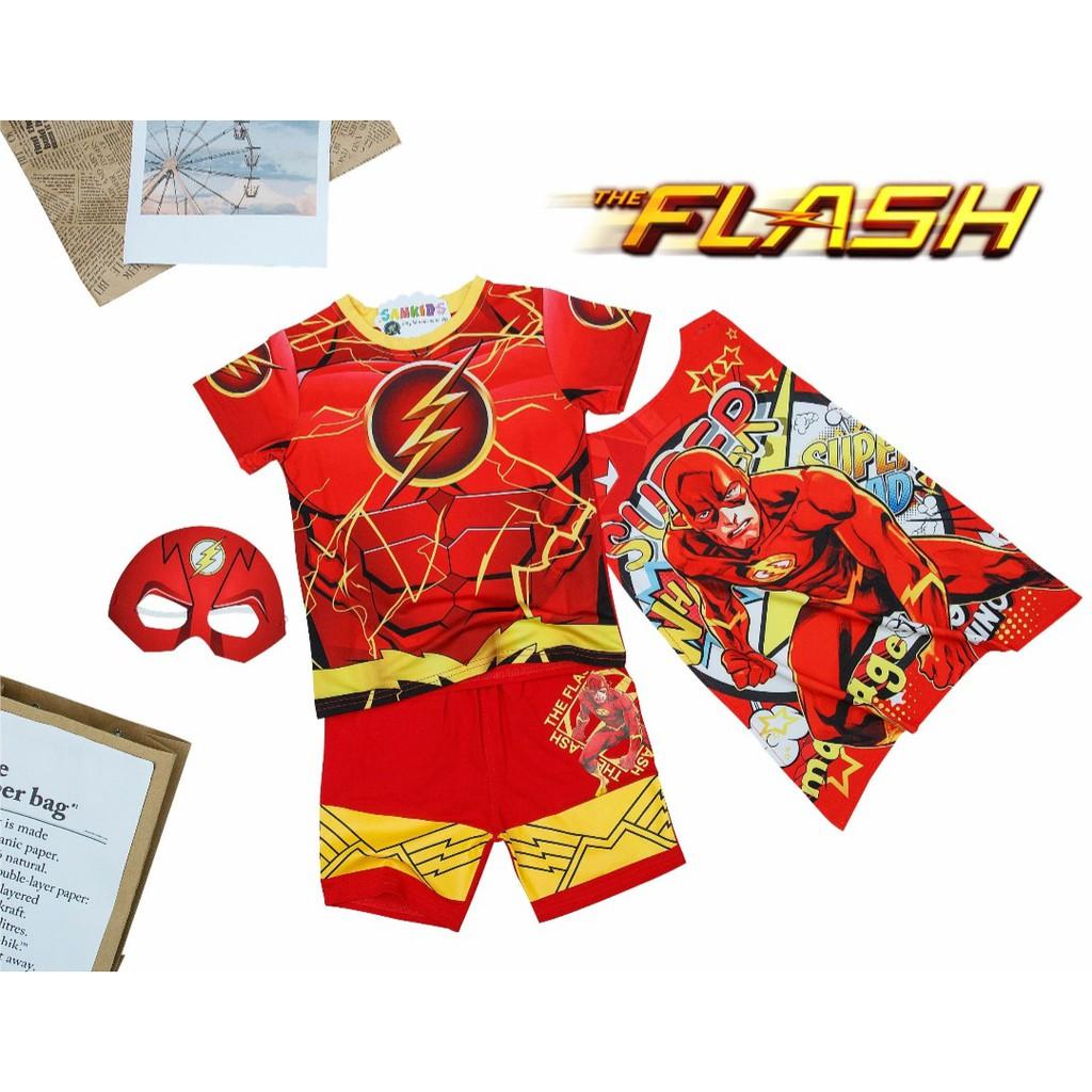 Bộ quần áo trẻ em hóa trang nhân vật Flash size từ 12kg đến 45kg