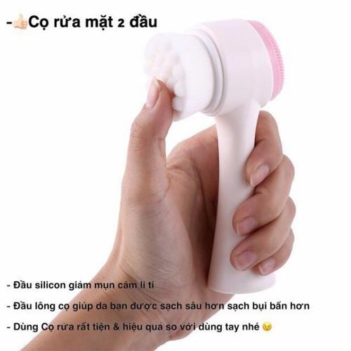 Cọ rửa mặt 2 đầu massage mềm mại