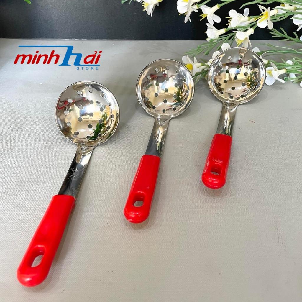 (size mini 6cm) Muỗng Vá múc thạch, trân châu - Inox dày không rỉ , cán nhựa màu đỏ- Dụng cụ pha chế