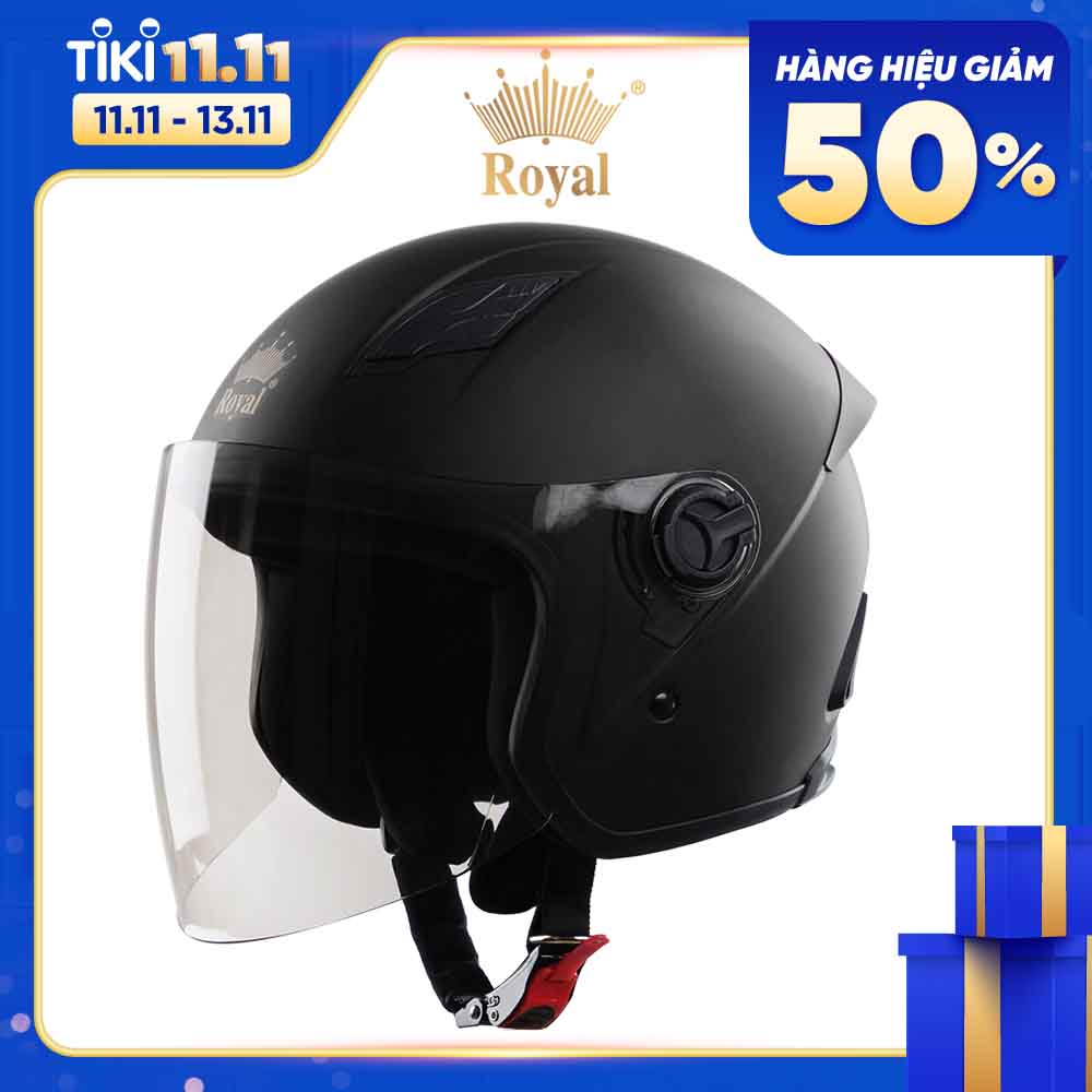 Nón bảo hiểm 3/4 ROYAL M134 đen nhám