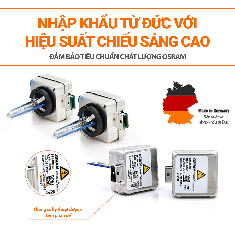 Combo 2 Bóng Đèn Xenon OSRAM Night Breaker D2S 66240XNL 12V 35W - Nhập Khẩu Chính Hãng