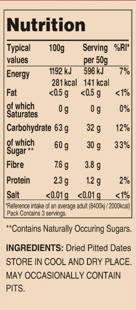 Chà Là Sấy Khô (150g) - Sunsational Fruits Pitted Dates (150g) - không thêm đường, nhiều chất xơ, không chất bảo quản
