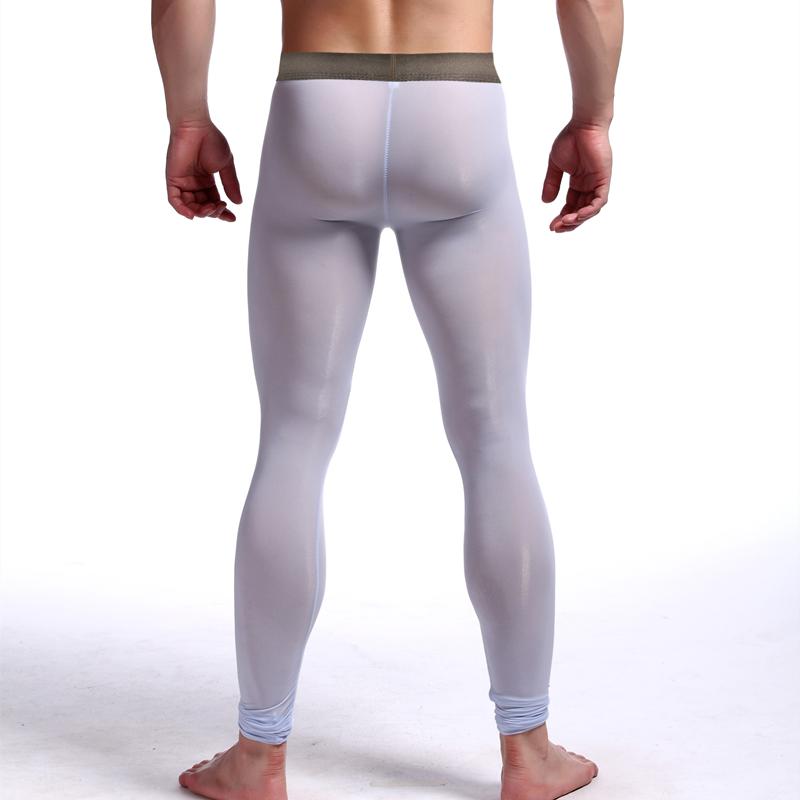 Nam Sexy Quần Legging Thun Cao Cấp Co Giãn Phồng Túi Sexy Dài Johns Cực Băng Lụa Mờ Quần Dài Sinh Nhiệt quần Lót
