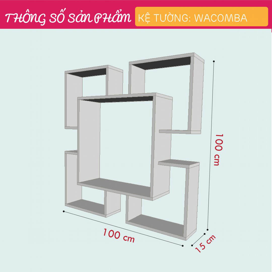 Giá sách đẹp treo tường gỗ MDF SMLIFE Wacomba