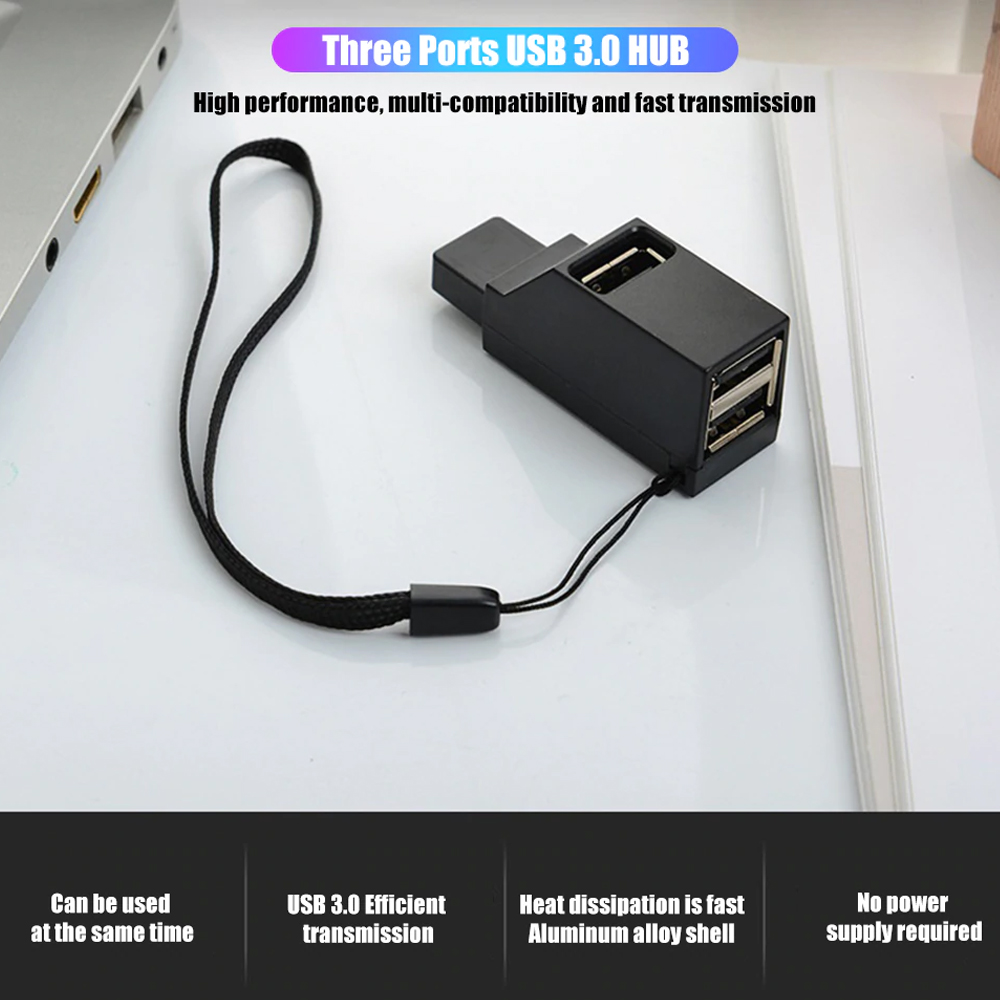 Bộ chia USB HUB 3 cổng USB 3.0 và USB2.0 độ cao cho máy tính, Laptop, PC, Tivi, Ô tô, xe hơi, thiết bị ngoại vi Dan House USB3.02.0