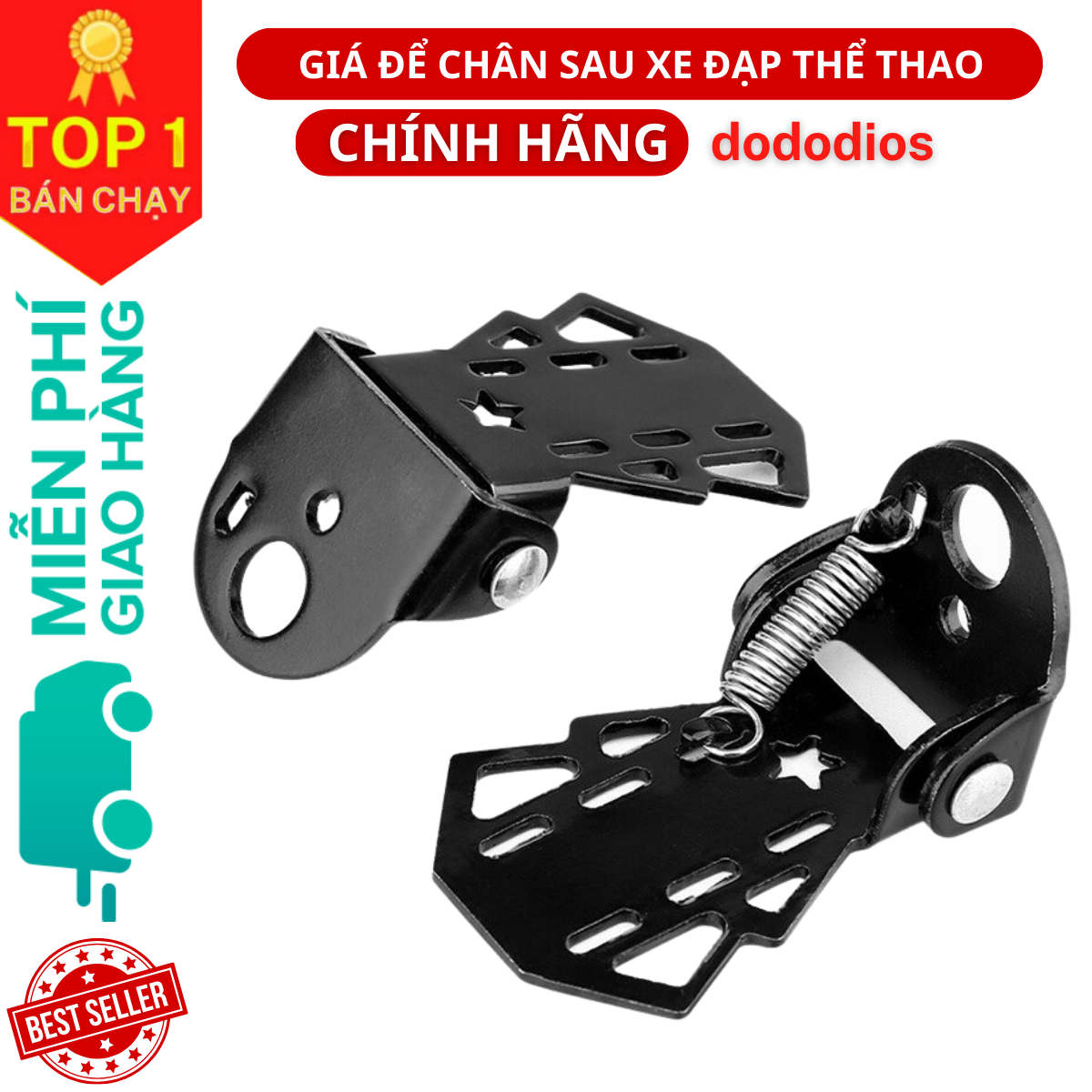 Giá để chân sau xe đạp thể thao bằng kim loại gấp gọn bộ 2 chiếc - Chính hãng dododios