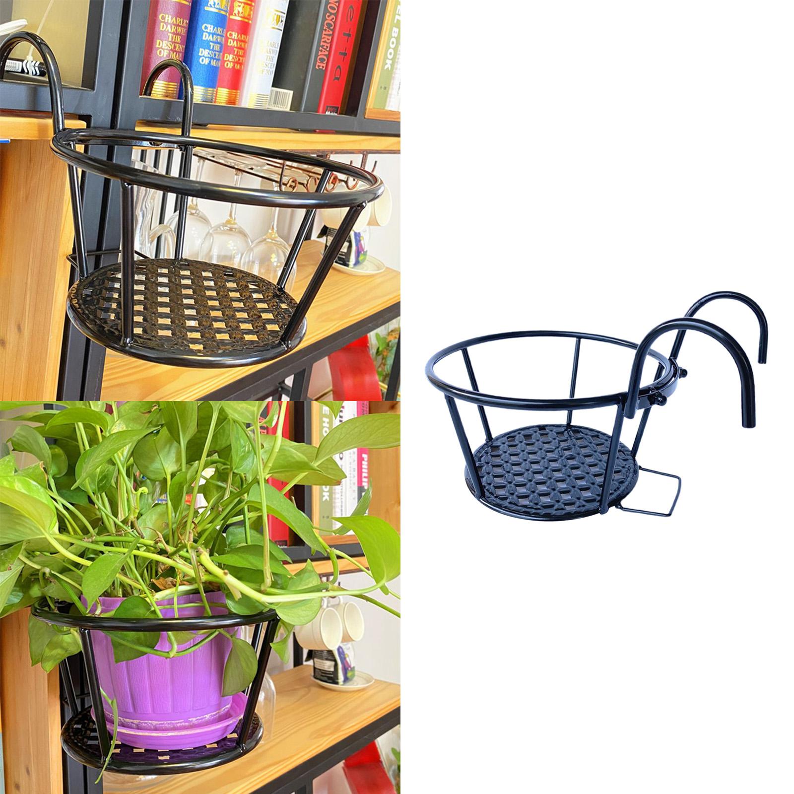 Hanging Railing Planter Flower Pot Holder Plant Holder for Indoor Use Black