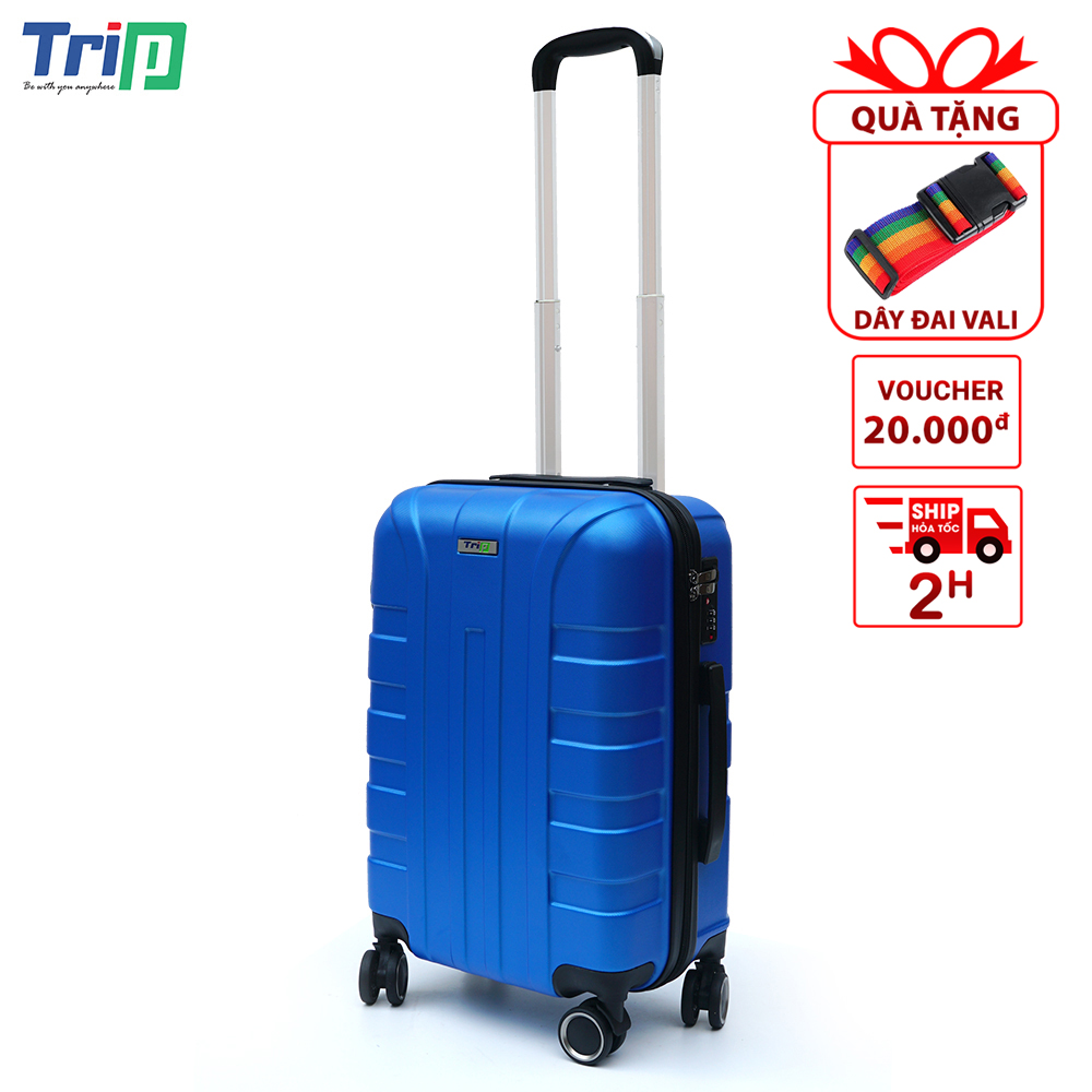 Tặng Dây Đai - Vali Kéo Trip P12 Size 20Inch Xách Tay Máy Bay Nhựa Pcabs - Bảo Hành 5 Năm - Hàng Chính Hãng - Xanh Dương