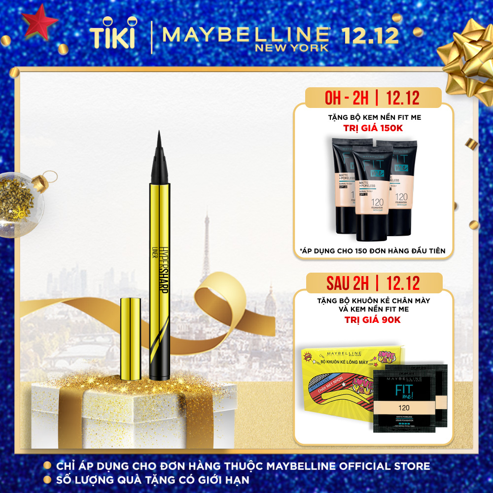 Bút Kẻ Mắt Nước Siêu Sắc Mảnh Không Lem Không Trôi Maybelline New York HyperSharp Liner Đen 0.5g