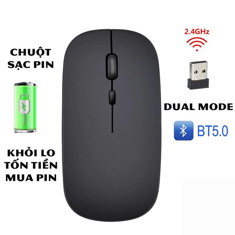 Chuột Không Dây Bluetooth Và 2.4G Pin Sạc, Kiểu dáng Apple Slim, Kết nối Bluetooth và Wireless 2.4G được 2 thiết bị