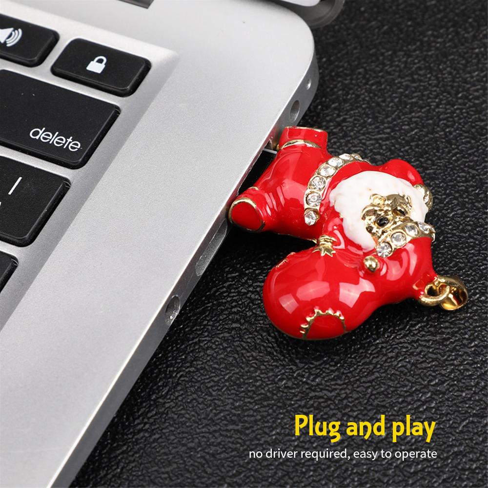 Ổ đĩa Creative Christmas U Disk Portable USB 2.0 Truyền tốc độ cao U Disk Crystal Santa Claus 64GB