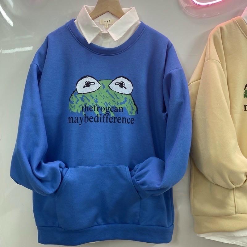 Áo Sweater nỉ bông mịn đẹp Frog - Form rộng Unisex Nam Nữ Couple đều mặc được