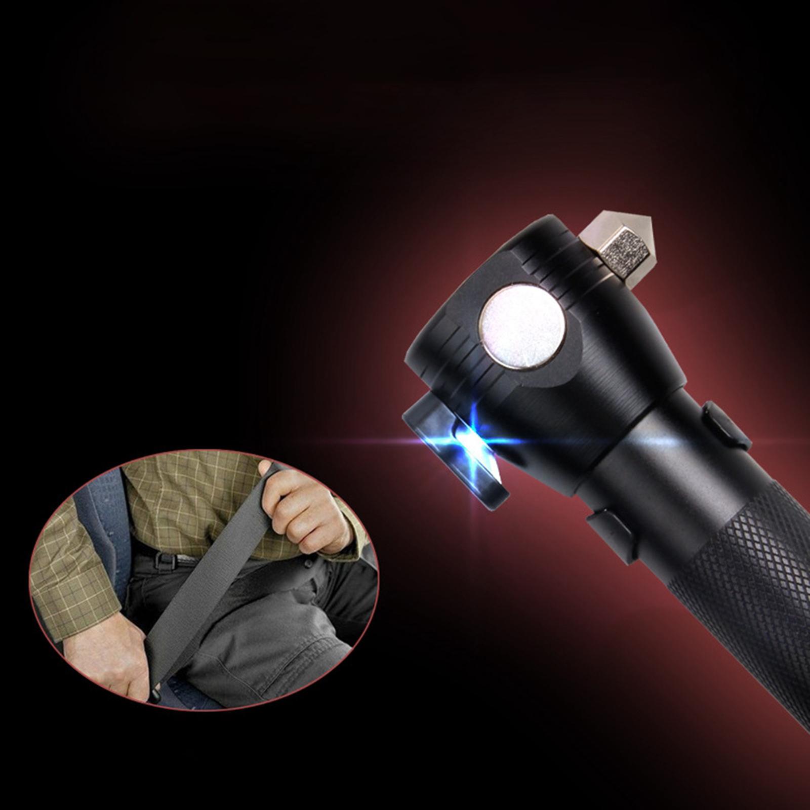 Outdoor Camping Hiking Emergency Light Solar Powered LED Flashlight Safety Hammer Torch Lights with Power Bank Magnet Survival Tool