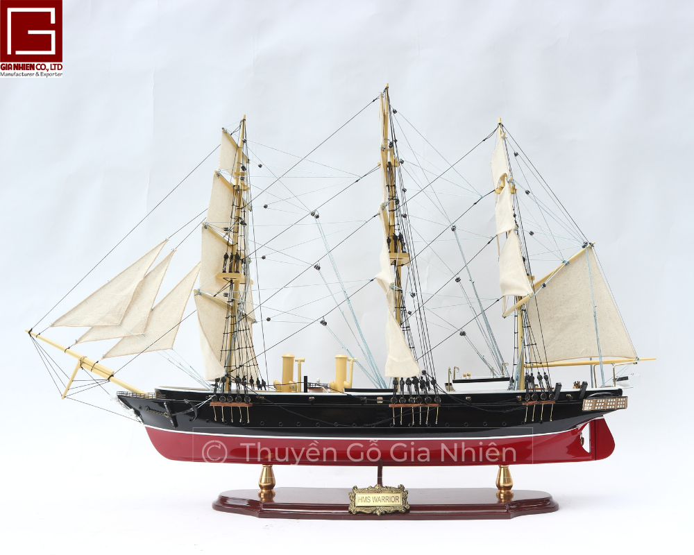 Mô Hình Thuyền Gỗ Phong Thủy Dạng Thuyền Cổ HMS WARRIOR Chính Hãng Hàng Xuất Khẩu Chất Lượng Cao
