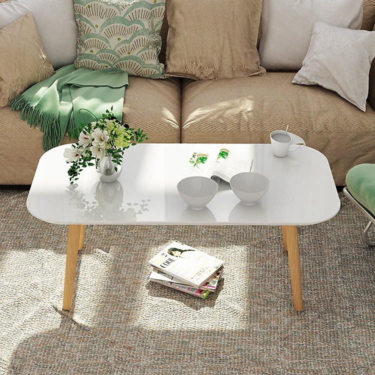 Bàn trà, bàn sofa hình chữ nhật vintage chân gỗ tự nhiên